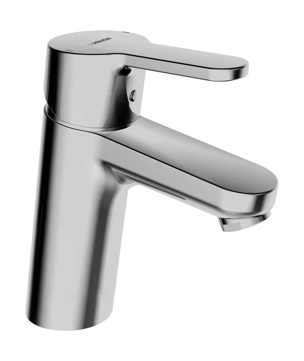 Einhebelmischer aus verchromtem Material mit einem klaren, modernen Design. Die Armatur ist von der Marke HANSA und verfügt über eine ergonomische Bedienung.